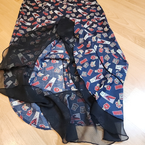 Desert Diva Sherry Holt Horse Ruffle Hem Maxi Skirt Blue Red Size Small Vintage - Picture 5 of 16